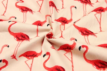 Pol metra risanka bombaž flamingo tiskanja tkanine, rahlo elastična oblačila, obleko lutka mehko krpo blizu kože A706 103066