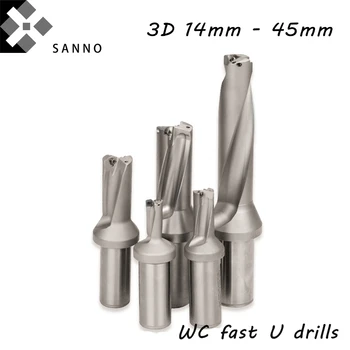 Brezplačna dostava 3D 14 mm-20 mm, 20.5 mm-25 mm, za 25,5 mm-30 mm, 30.5-45mm WC Indeksiranih Vstavi U vrtanje, 3D hitro dilling nasilno sveder 15976