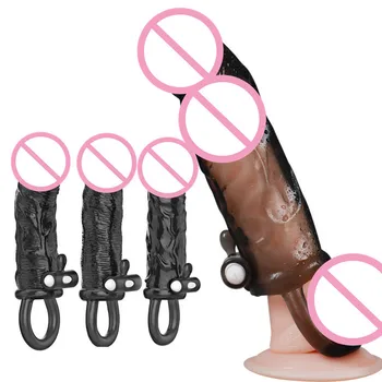 Vibrator Penis Rokav Penis Extender Širitve Zapozneli Izliv Kondom Za Moške Odrasle Sex Igrače Človek Večkratno Uporabo 1819