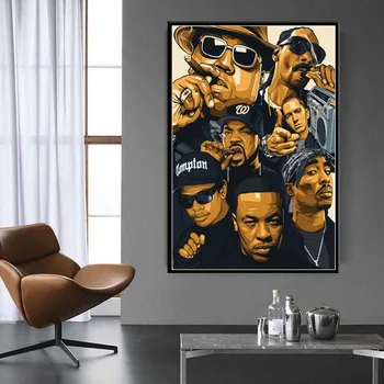 Hip Hop Legenda Plakat, Biggie Smalls Wu-Tang Nwa Hip Hop Rap Zvezda Wall Art Platno, Tisk Slikarstvo Home Art Dekor za Spalnico Domu 1914