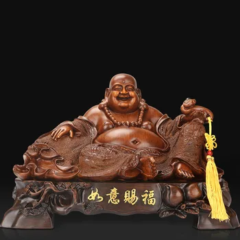 Smole Kitajski kip Bog Bogastva, smeh Buda，Sodobne Umetnosti Ročno Izklesan Kip Bude，Dom dekoracija dodatna oprema kip 2533