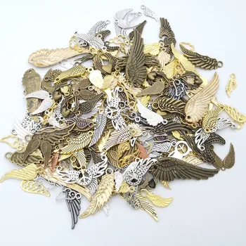 Vroče prodaje kovinsko krilo mešani čar obesek antično bronasto zapestnico, ogrlico, ročno izdelan nakit, izdelava debelo DIY dodatki 41030