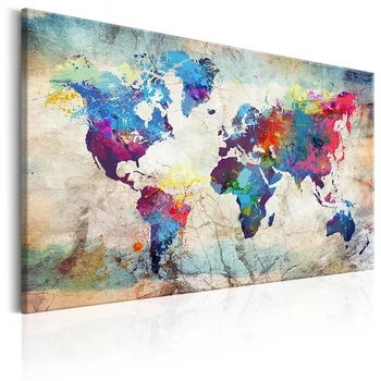 3Colors Velikosti HD Zemljevidu Sveta Wall Art Slike, Barvanje Sten Umetnosti za Dnevni Sobi Doma Dekor (Brez Okvirja) 70697