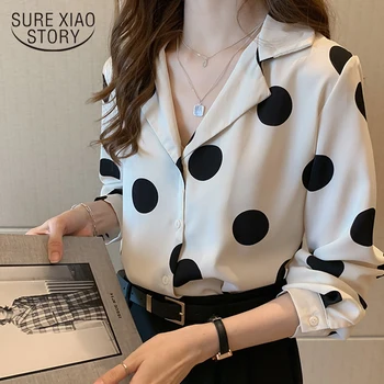 Hong Kong Style Letnik Vrhovi Šifon Plus Velikost Bluzo Pika Majice Ženske 2021 Pomlad Moda Zarezo Blusas Mujer De Moda 8886 50 875