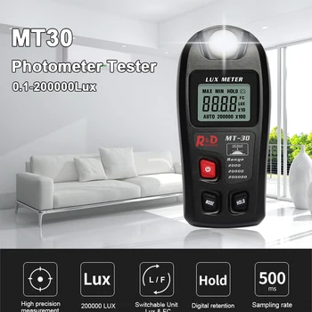 ČRNA MT30 Fotometer Tester Okoljsko Testiranje Lux Meter 0~kot 200 000 lux Obseg Svetlobe Meter Žep Design Illuminometer Lux/kg