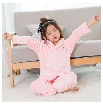 Korejski Slog Otrok Pozimi Pižamo Določa Vrhovi + Hlače 2pcs Flanela Toplo Devica Dekleta Fantje Sleepwear Določa Otroci Obleke 3y-12y