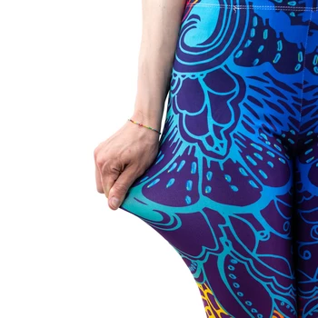 Moda Za Ženske, Modro Tiskanje Mandala Dokolenke Seksi Vaja Elastičnost Hlače Za Fitnes Stretch Slim Dna 100776