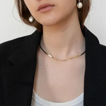High street minimalistična Dame Moda Titan Jekla pozlačeni Kača Verige Ogrlica močen ogrlica 101165