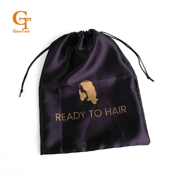 Po meri Logo blagovne znamke Človekovih Virgin Lase Premije, Podaljšanje Lasulje Embalaža saten torbe,Lase razširitve snope pakiranje svile vrečke