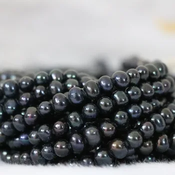 Vroče prodaje black naravni biser kroglice sladkovodnih kultiviranih na debelo trgovina na drobno tovarniško ceno fine nakit, izdelava 15inch B1338 102444