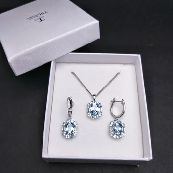 TBJ,naravno modro nebo, topaz gemstone nakit set v 925 sterling srebro elegantno poseben obesek uhan za ženske damo kot darilo 10267
