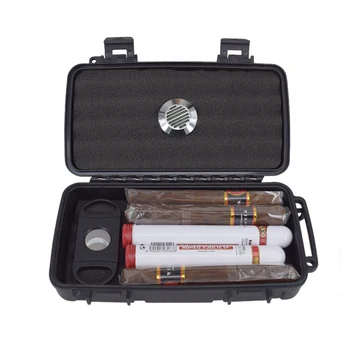 Novo 1pcs Plastičnih Cigar Primeru Humidor Potovanja prenosni Z vlažilnik nepremočljiva cigar Polje Black bc2251
