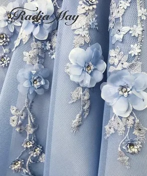 Elegantno Off Ramo Svetlo Modro Nebo, 3D Cvetlični Večerno Obleko 2020 Nov Prihod Žensk Formalno Maturantski Oblek za Posebne Priložnosti Obleko 103265