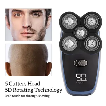 LCD Električni Brivnik Moški Plešast Clipper Brada, Nos Hair Trimmer 5D Plavajoče Glave Britev USB Polnilni Stroj Pralni Britje