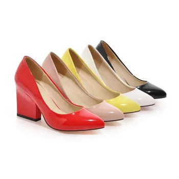 ZawsThia 2020 nov patent PU usnje urad črpalke wimen obutev oranžno srebrne zeleni blok visokih petah ženske ženska stilettos čevlji