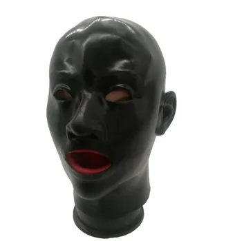 New vroče 3D fetiš latex človeško masko kapuco odprte oči seksi kapuco w rdeča usta tulec jezika nos cev
