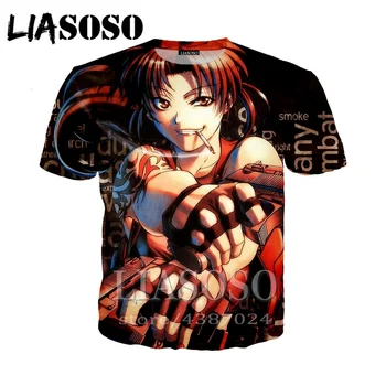 LIASOSO Poletje Japonski Anime Majica moška Oblačila 3D Tiskanja Žensk Priložnostne Tesen T-shirt 2020 Hip Hop Modo Tee Black Lagoon 104782