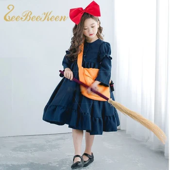 Halloween Cosplay Noša Oblačenja Za Dekleta malo čarovnica cosplay kostum Anime obleko Kiki ' s Delivery Service Cosplay kostum Otroci