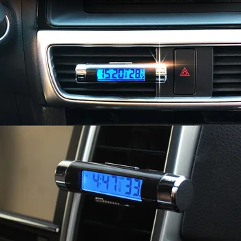2v1 Avto Digitalni LCD Ura & Temperatura Modra Osvetlitev ozadja Za BMW E46 E39 E90 E60 F30 Peugeot 206 307 308 207 Chevrolet Cruze 105092