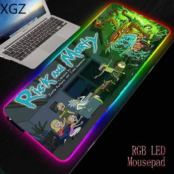 XGZ Moda Anime Morty Igralec Velikih RGB Gaming Mouse Pad Zaklepanje Rob Gume Mehko Prenosni Računalnik Desk Mat Lol Csgo