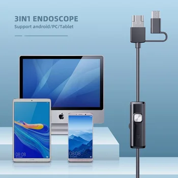 AN100 Endoskop fotoaparat 5,5 mm Objektiv 3IN1 Tip-c Android USB Pregled Endoskop Fotoaparat 6 LED luči Mehko/Toga žice za Telefone PC