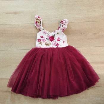Flofallzique Baby Dekleta Oblačenja 2020 Zadnji Modni Retro Slogu Cvetlični Venčni Rokav Princesa Tutu Oblačila Božično Zabavo, Poroko 10754