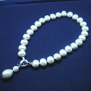 Naravni lupini ogrlica biserna ogrlica, ki binkoštni barve vrh choker vozlane ogrlica velikost 14x17mm biserovine za svate wea 108594