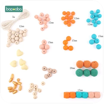Bopoobo 1Set Silikonski DIY Komplet Pisane Kroglice Mamica Roke-na Novo Mamica Lepo Darilo Igrača Za Otroka BPA Free Baby Zapestnico Teether