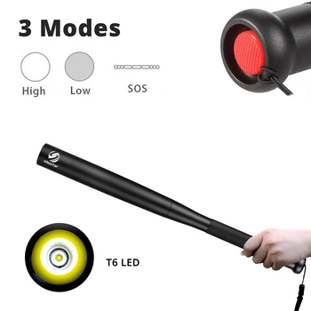 Vodoodporna LED Svetilka Baseball Bat Baklo Super Svetla Baton Aluminijeve Zlitine Svetilka za Zasilno Razsvetljavo in samoobramba