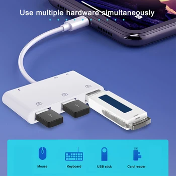 3 USB OTG za Povezavo Kamere Adapter za iPhone 8 X iOS 14 pretvornik SD/TF/USB 6 v 1 OTG Adapter Card Reader za strele OTG