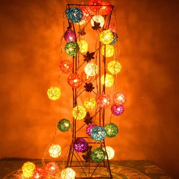 20 RGB Rattan Kroglice LED Božič Prostem Niz Luči Poročne Pravljice Počitnice Vrt Teraso, Soba Dekorativni Garland Pisane Luči 11626