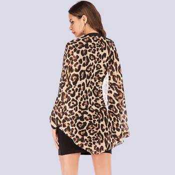 Seksi Leopard Kimono Jopico Ženske Modni Šifon Bluzo Leopard Tiskanja Vrhovi Priložnostne Svoboden Batwing Dolg Rokav Blusas Mujer 2020 116869