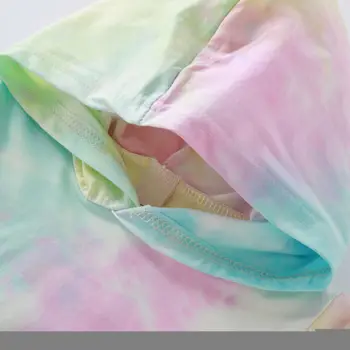 2Pcs Otrok Baby Tie Dye Tiskanja Oblačila Določa Jeseni Long Sleeve Hooded Vrhovi+Dolgo, Dokolenke Hlače Priložnostne Tople Bombažne Obleke