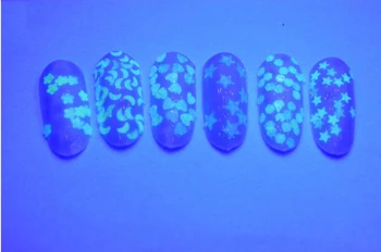 Sij - V - Temno 6Boxes Nail Art Bleščice Sequins Svetlobna Fluorescentna Učinek Žareti v Temno Luskast Za lak za Nohte,DIY Nail Art 120142