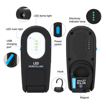 Ultra-tanek 4 SMD + LED delovna Lučka USB Polnilna LED Svetilka 4 Način 0-120 Stopinj Nastavljiv Gorilnik Lučka Magnetni Kavelj Svetlobe