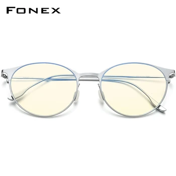 FONEX Anti Modra Svetloba Blokiranje Očala Ženske blagovne Znamke Oblikovalec 2020 Novo Vintage Krog Antiblue Žarki Računalnik Očala Moških FAB016 121603