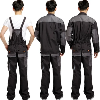 Nove hlače z oprsnikom kombinezon moških delo pajac zaščitna repairman trak jumpsuits hlače delovne uniforme plus velikost brez rokavov coverall