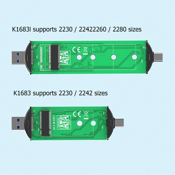 MAIWO Adapter Polje Primeru Dvojna Vrata, M. 2 SATA SSD Mobilne Ohišje Aluminij Zlitine 2 v 1, USB/Tip-C Trdi Disk Adapter Polje Primeru