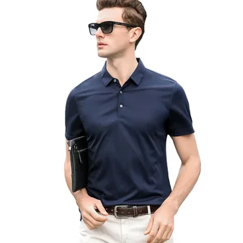2020 poletje visoke kakovosti mulberry svile moške polo Majice za moške, za Moške Business Casual Moški Kratek Rokav polo majica velikost S-3XL 125017