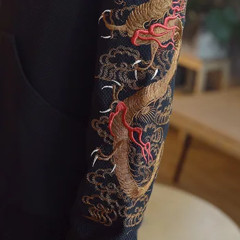 Tradicionalna Kitajska Oblačila Moški Zmaj Vezene Tang bo Ustrezala Moških Kung Fu Tai Chi Master Kostum Moški Bomber Jakne CN-010
