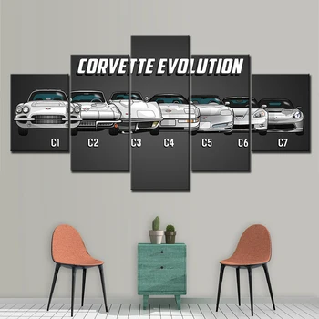 Slikarstvo Na Platno Wall Art Okvir Domu Dekorativni Soba HD Natisnjeni 5 Plošči Modularni Slike Chevrolet Corvette Avto Plakat 12569