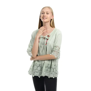 Ženske Bluze Čipke Mozaik srajce Plus Velikost Blusas 2020 Moda Pol Rokav O Vratu Srajce Bohemian Priložnostne Svoboden Vrhovi Femininas