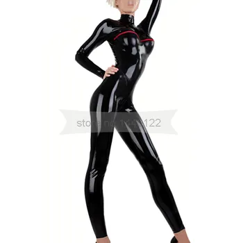 Black Latex Catsuit Odprite Prsi Zentai Gume Fetiš Obleka, Latex Plus Velikost Jumpsuit za Odrasle Kostum BNLC166