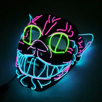 OOTDTY 1PC Lep Mačka Glave Halloween Kostumi Maske LED EL Žica, Hladno Svetlobo DJ Party Festival Cosplay Dobave 12659