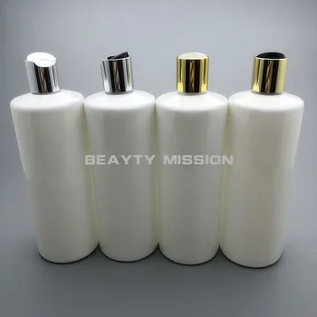 LEPOTA NALOGA 500 ml 12 kos/veliko belo prazno plastično steklenico šampona z zlato/srebro disk vrh skp, 17 oz HIŠNE eterično olje, steklenica