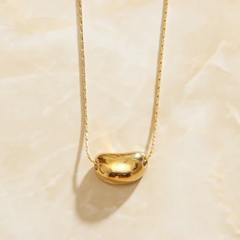 SOMMAR 2020 Vroče Prodajo trendy Zlato iz nerjavečega jekla, grah obesek za ženske elipse maxi ogrlica poroka dekoracija 12664