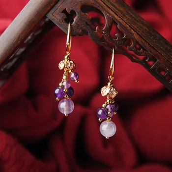 Novo oblikovanje nakita visoko kakovostni elegantno Vijolični kristali, Uhani za ženske Letnik Kaplja Vode uhani svate Moda 2019 126774