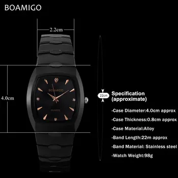 Moški quartz ure jekla poslovnih ure 2017 BOAMIGO blagovno znamko črna zapestnica darilo ročne ure 30 m nepremočljiva Relogio Masculino 12822