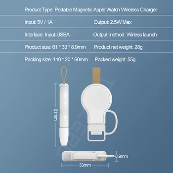 Magnetni Brezžični Polnilnik sem Gledal Serije 5 4 3 2 1 Potovanje Prenosni USB Polnilec Za Apple Watch Brezžično Polnjenje Postajo