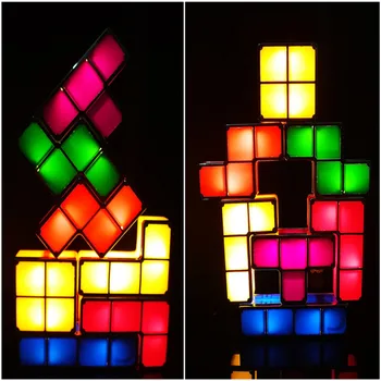 Sodobna Tetris LED Pisane Sestavljeni Otrok DIY Ustvarjalne Nočna Božično Darilo za Rojstni dan Namizno Dekoracijo Igrača Lučka 13105